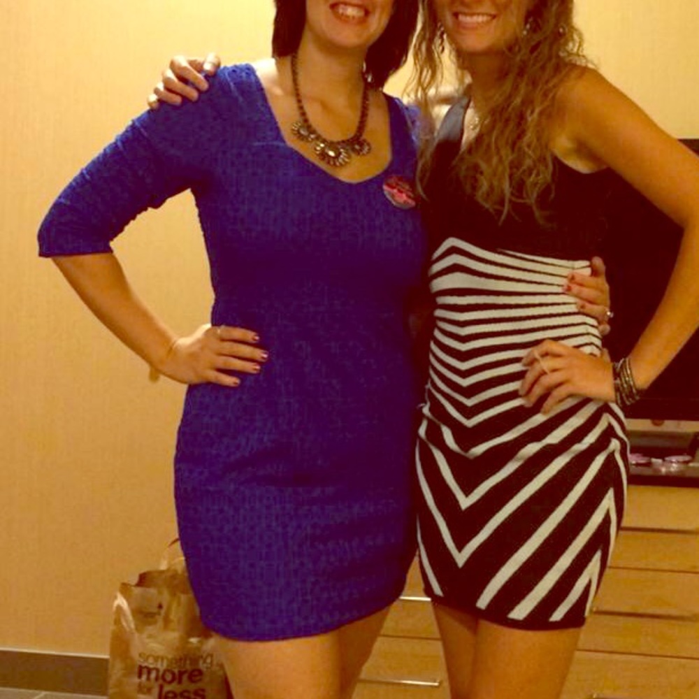 Black and white fitted dress